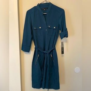 Knee length dress with belt